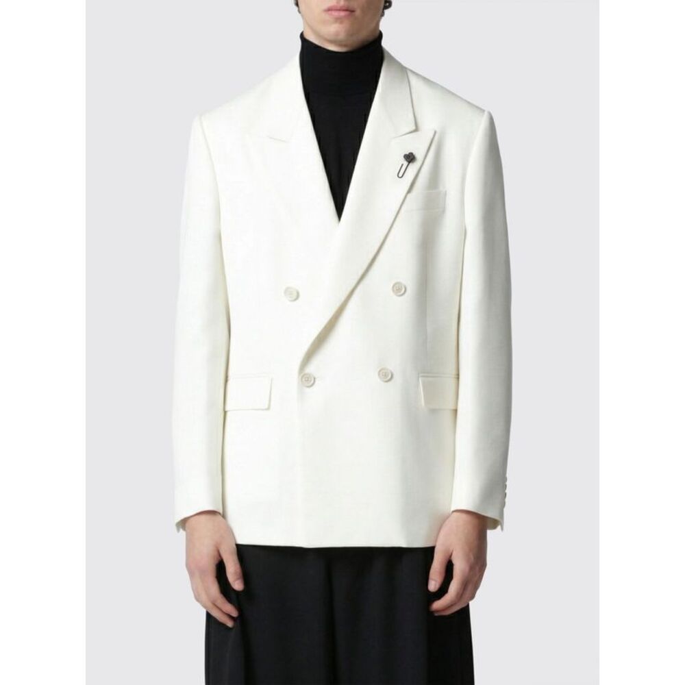 Lardini Men Double-Breasted Viscose And Silk Blazer Lardini